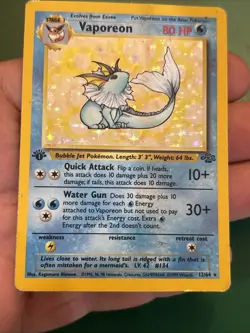 #2 1st Edition Vaporeon 12/64 Jungle 1999 Holo Rare WOTC Pokemon Card TCG - Image 3