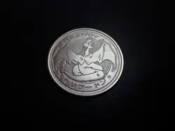 Pokemon Card Meiji Promo Metal Battle Coin Silver Charizard #6097 PLAY - Image 1