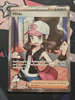 Pokemon TCG Hilda Full Art Ultra Rare White Flare Holo Card 164/086 NM - Image 1