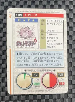 Pokemon Card Pocket Monsters Collection Koffing No 109 Red Carddass 1996 - Image 2