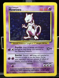Pokemon TCG Mewtwo Base Set Holo Rare Card 10/102 Vintage Unlimited - Image 3