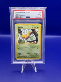 PSA 9 - Shadowless Weedle - 69/106 Base Set 1999 - Pokemon Card MINT - Image 1