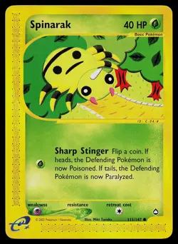 Pokemon Card - Spinarak Aquapolis 111/147 Common - Image 1