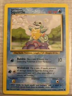 Pokemon Card Base Set Unlimited 63/102 SQUIRTLE NEAR MINT - Image 1
