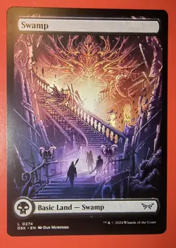MTG,MAGIC, LAND, SWAMP, NM #0274, DSK REGULAR FINISH, UNPLAYED, FULL ART - Image 1