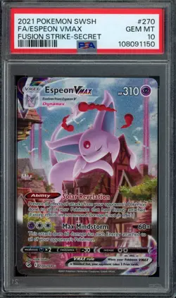 Pokemon Espeon VMAX Full Art 2021 SWSH Fusion Strike #270 PSA 10 Gem Mint - Image 1