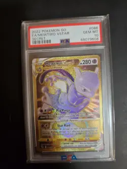 2022 Pokemon Mewtwo Vstar Gold Pokemon Go Psa 10 - Image 1