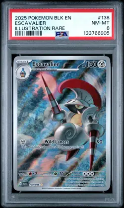 2025 POKEMON BLK EN-BLACK BOLT ILLUSTRATION RARE #138 ESCAVALIER PSA 8 - Image 1