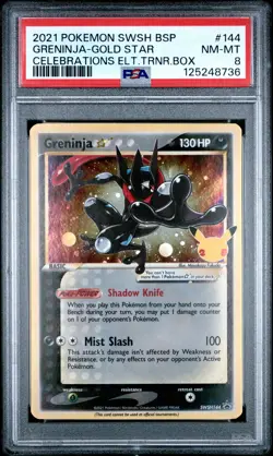 2021 POKEMON SWSH BLACK STAR PROMO #144 GRENINJA-GOLD STAR PSA 8 - Image 1