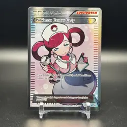 2014 POKEMON XY FLASHFIRE #105 POKEMON CENTER LADY FULL ART - Image 1