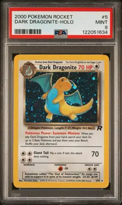 PSA 9 MINT 2000 Pokemon Unlimited Team Rocket # 5 Dark Dragonite Holo - Image 1