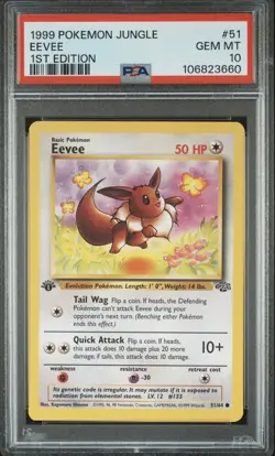 1999 POKEMON JUNGLE 1ST EDITION #51/64 EEVEE PSA 10 Gem Mint - Image 1