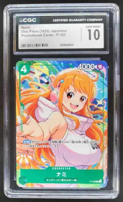 2025 ONE PIECE CCG JAPANESE NAMI PROMO P-102 CGC 10 PT - Image 1