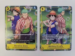 One Piece TCG Roronoa Zoro & Monkey.D.Luffy Set Sail Event OP10-113 OP10-111 Lot - Image 1