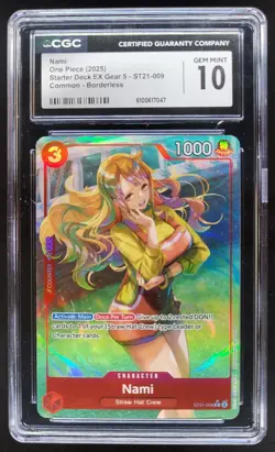 2025 ONE PIECE CCG NAMI BORDERLESS ST21-009 CGC 10 PT - Image 1