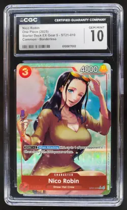 2025 ONE PIECE CCG NICO ROBIN BORDERLESS ST21-010 CGC 10 PT - Image 1