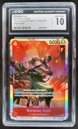 2025 ONE PIECE CCG RORONOA ZORO SUPER RARE ST21-015 CGC 10 PT - Image 1