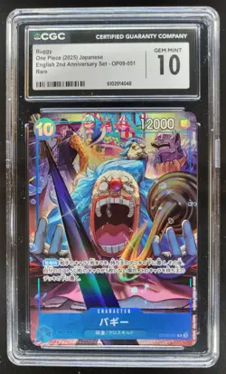 2025 ONE PIECE CCG JAPANESE BUGGY RARE 25TH ANNIVERSARY OP09-051 CGC 10 PT - Image 1