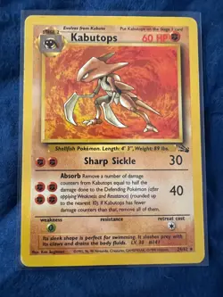 Kabutops 24/62 Non Holo Rare Pokemon TCG Card Vintage Fossil 1999 Mod Played - Image 1