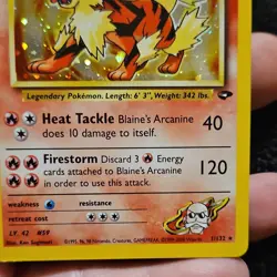 Pokemon Gym Challenge Blaine's Arcanine Holo Rare Card 1/132 Unlimited English - Image 2