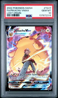 2022 POKEMON SWORD & SHIELD LOST ORIGIN #TG17 FULL ART/PIKACHU VMAX PSA 10 - Image 1