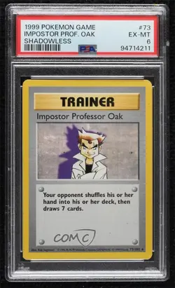 Imposter Professor Oak Shadowless Pokemon Base Set PSA 6 1999 - Image 1