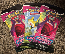 Pokemon TCG Sword and Shield Fusion Strike Sleeved Booster Pack Lot Of 3 Sealed - Image 1