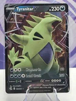 Pokemon TCG Tyranitar V 158/264 Sword & Shield Fusion Strike Ultra Rare NM - Image 1
