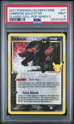 2021 POKEMON CELEBRATIONS CLASSIC COLL #17 UMBREON-GOLD STAR PSA 9 - Image 1