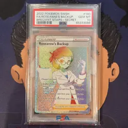 💎PSA 10 GEM 2022 Pokemon Brilliant Stars ROSEANNE'S BACKUP #180 Full Art Secret - Image 2