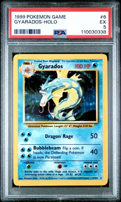 1999 POKEMON BASE SET UNLIMITED #6 GYARADOS-HOLO PSA 5 - Image 1