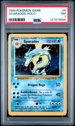 1999 POKEMON BASE SET UNLIMITED #6 GYARADOS-HOLO PSA 7 - Image 1