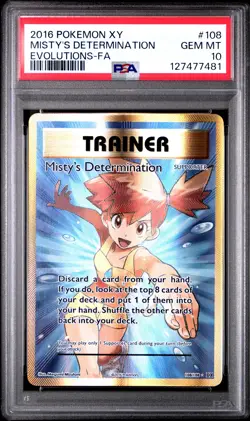 2016 POKEMON XY EVOLUTIONS #108 FULL ART/MISTY'S DETERMINATION PSA 10 - Image 1