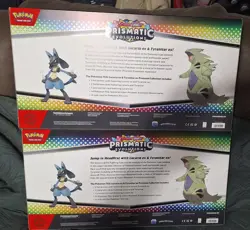 2x Pokemon TCG Prismatic Evolutions Lucario Ex + Tyranitar Ex Premium Collection - Image 3
