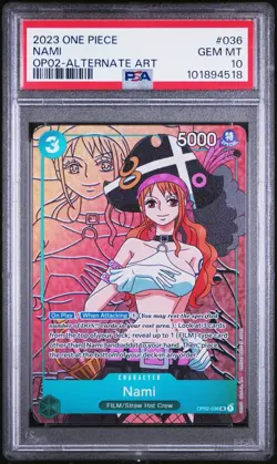 PSA 10 GEM MINT - NAMI ALTERNATE ART OP02-036 - One Piece Paramount War - Image 1