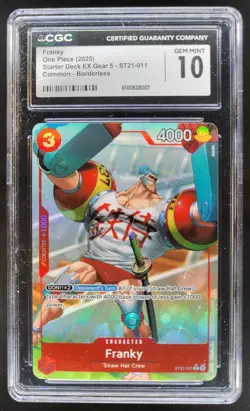 2025 ONE PIECE CCG FRANKY BORDERLESS ST21-011 CGC 10 PT - Image 1