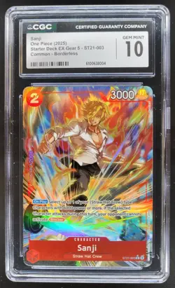 2025 ONE PIECE CCG SANJI BORDERLESS ST21-003 CGC 10 PT - Image 1