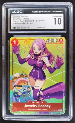 2025 ONE PIECE CCG JEWERLY BONNEY BORDERLESS ST21-004 CGC 10 PT - Image 1