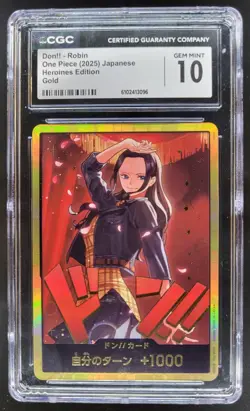 2025 ONE PIECE CCG JAPANESE DON!! ROBIN GOLD HEROINES EDITION CGC 10 PT - Image 1