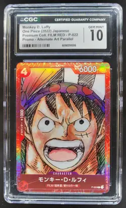 2022 ONE PIECE CCG JAPANESE MONKEY D. LUFFY FILM RED ALT ART P-022 CGC 10 PT - Image 1