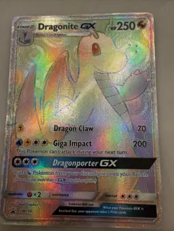 Dragonite GX SM156 Black Star Promo 2018 Rainbow Holo Rare Pokemon Card TCG - Image 1