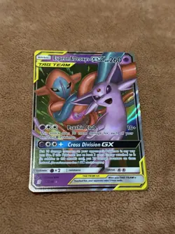 Pokemon Espeon & Deoxys GX Ultra Rare TAG TEAM Holo SM-Unified Minds Card 72/236 - Image 1