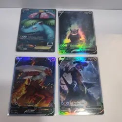 Lot of 4 Custom holo Mixed Pokemon Trading Card sleeved & top loaded - Image 2