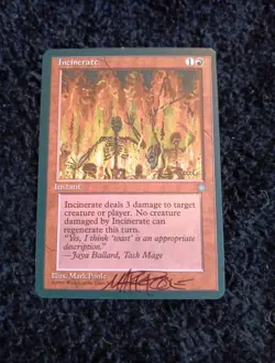 Incinerate Ice Age Mark Poole Signed Black Ink Magic the Gathering Card NM - Image 1