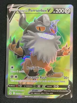 Galarian Perrserker V 183/196 Lost Origin Ultra Rare Holo Pokemon TCG Card NM - Image 1