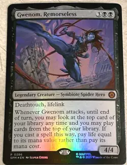 1x MTG Gwenom, Remorseless *FOIL* - Spider-Man Promo Mythic! NM MINT! - Image 1