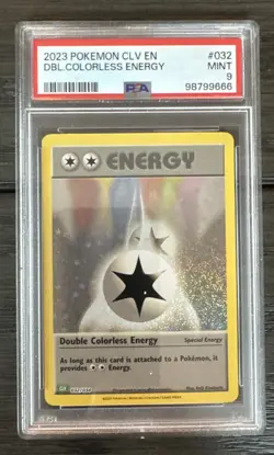 2023 Pokemon CLV EN Double Colorless Holo Energy #32 PSA 9 - Image 1