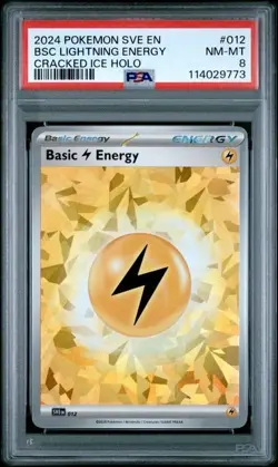 2024 Pokemon SVE EN Basic Lightning Energy Cracked Ice Holo #012 PSA 8 NM-MT - Image 1