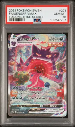 2021 POKEMON SWORD & SHIELD FUSION STRIKE SECRET FULL ART/GENGAR VMAX PSA 10 - Image 1