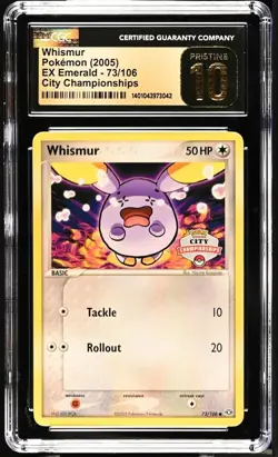 CGC 10 PRISTINE Whismur 73/106 Pokemon 2005 EX Emerald City Championships Pop 23 - Image 1